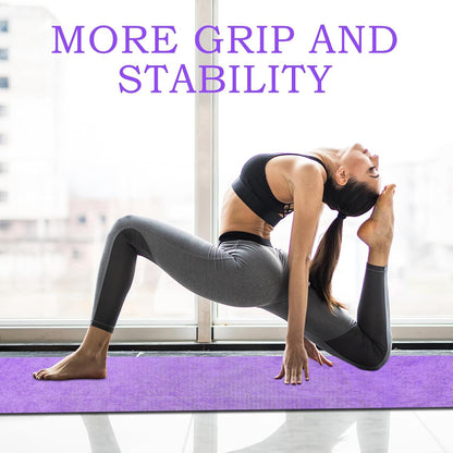 Hot Yoga Towel with Grip Dot, Non Slip Sweat Absorbent Microfiber Yoga Mat Towels for Hot Yoga, Pilates, Fitness and Workout 72inch x 24inch