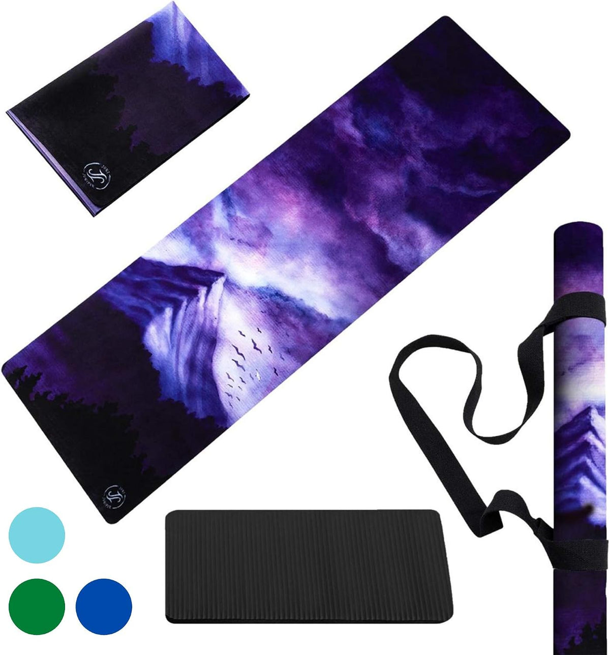 Travel Yoga Mat Foldable Lightweight - Thin Light Non-Slip Travel Yoga Mat Eco
