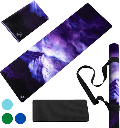 Travel Yoga Mat Foldable Lightweight - Thin Light Non-Slip Travel Yoga Mat Eco