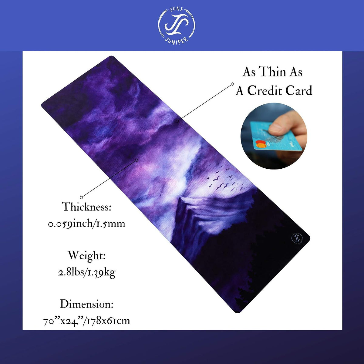 Travel Yoga Mat Foldable Lightweight - Thin Light Non-Slip Travel Yoga Mat Eco