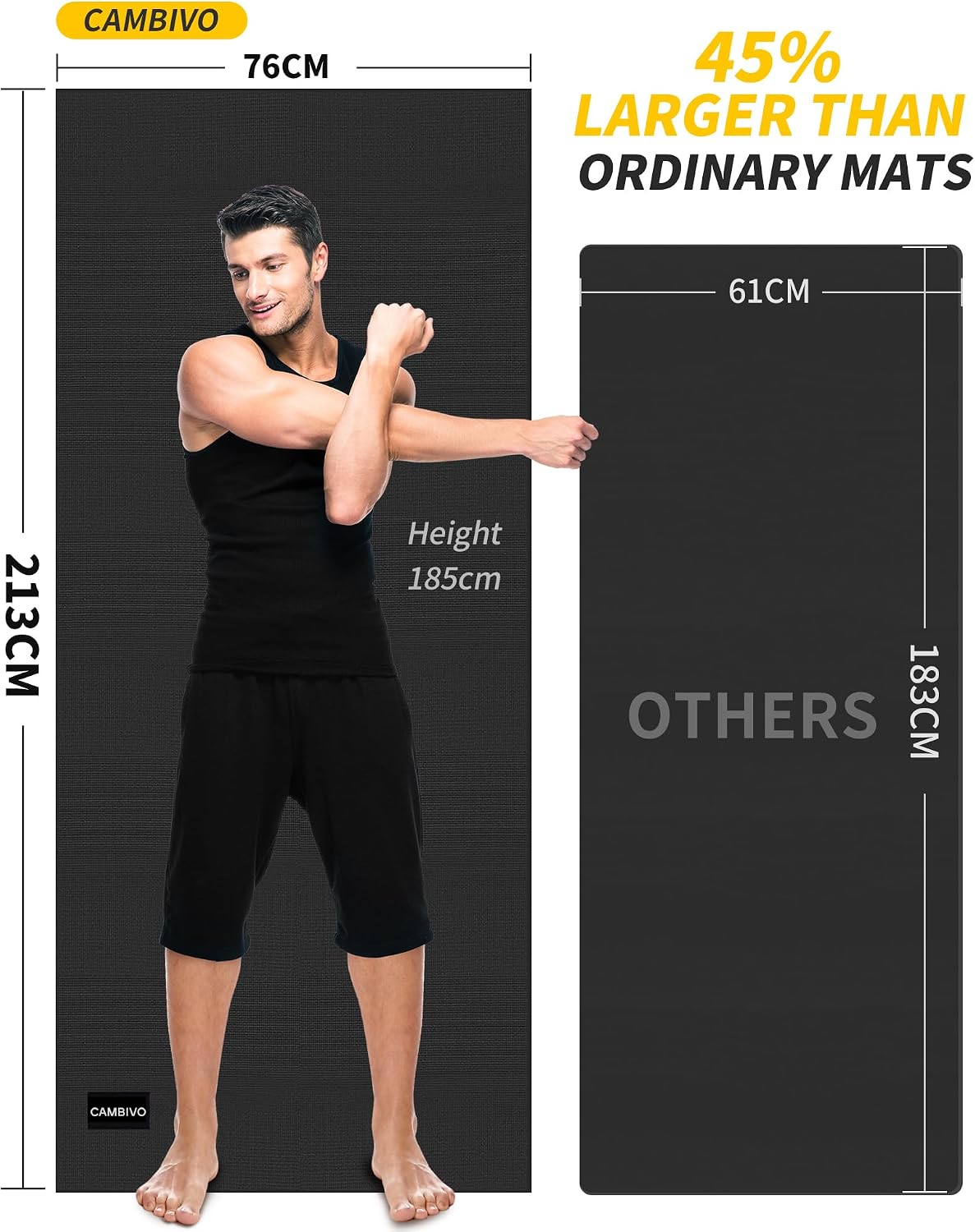 Extra Long Wide Yoga Mat, Thick PVC Workout Mat