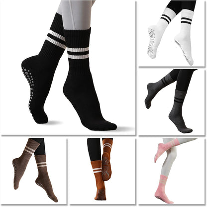 Flydo Pilates Grip Socks for Women Grippy Yoga Non Slip Long Barre Socks