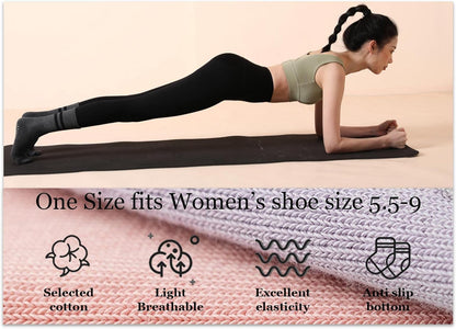 Flydo Pilates Grip Socks for Women Grippy Yoga Non Slip Long Barre Socks