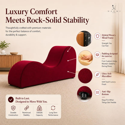 Leticia Ergonomic Yoga Chaise Lounge Chair, Red