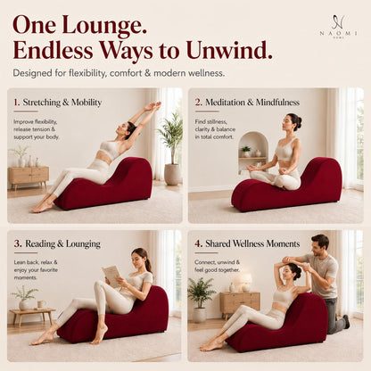 Leticia Ergonomic Yoga Chaise Lounge Chair, Red