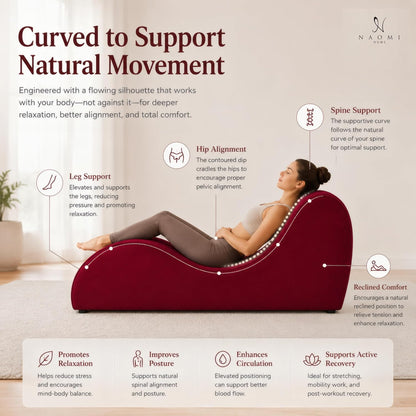 Leticia Ergonomic Yoga Chaise Lounge Chair, Red