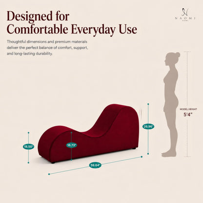 Leticia Ergonomic Yoga Chaise Lounge Chair, Red