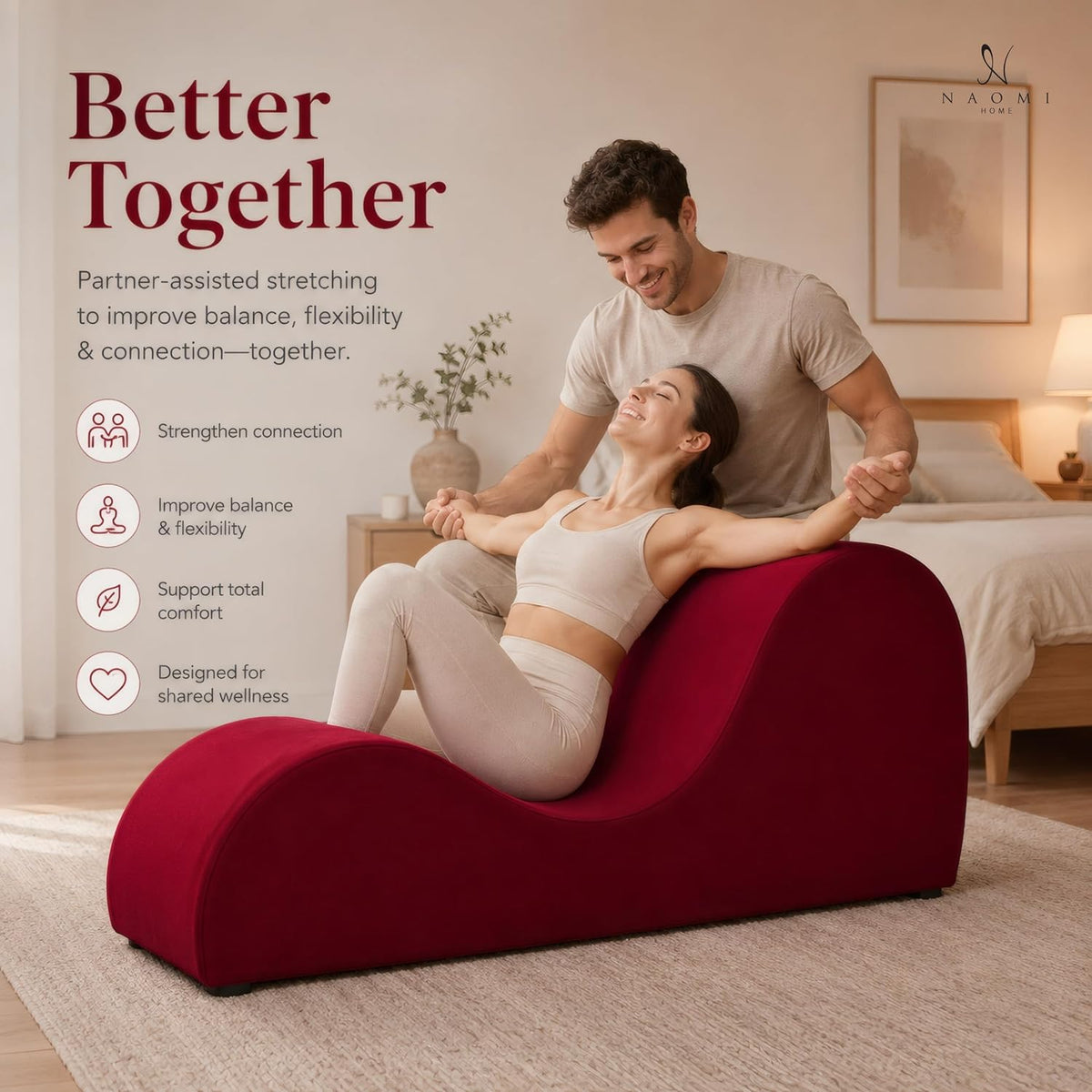 Leticia Ergonomic Yoga Chaise Lounge Chair, Red