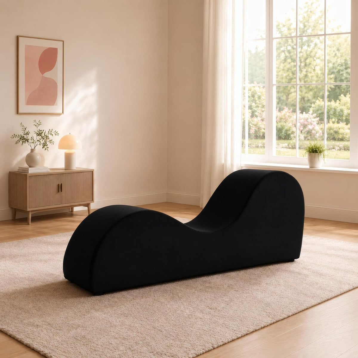 Leticia Ergonomic Yoga Chaise Lounge Chair, Red