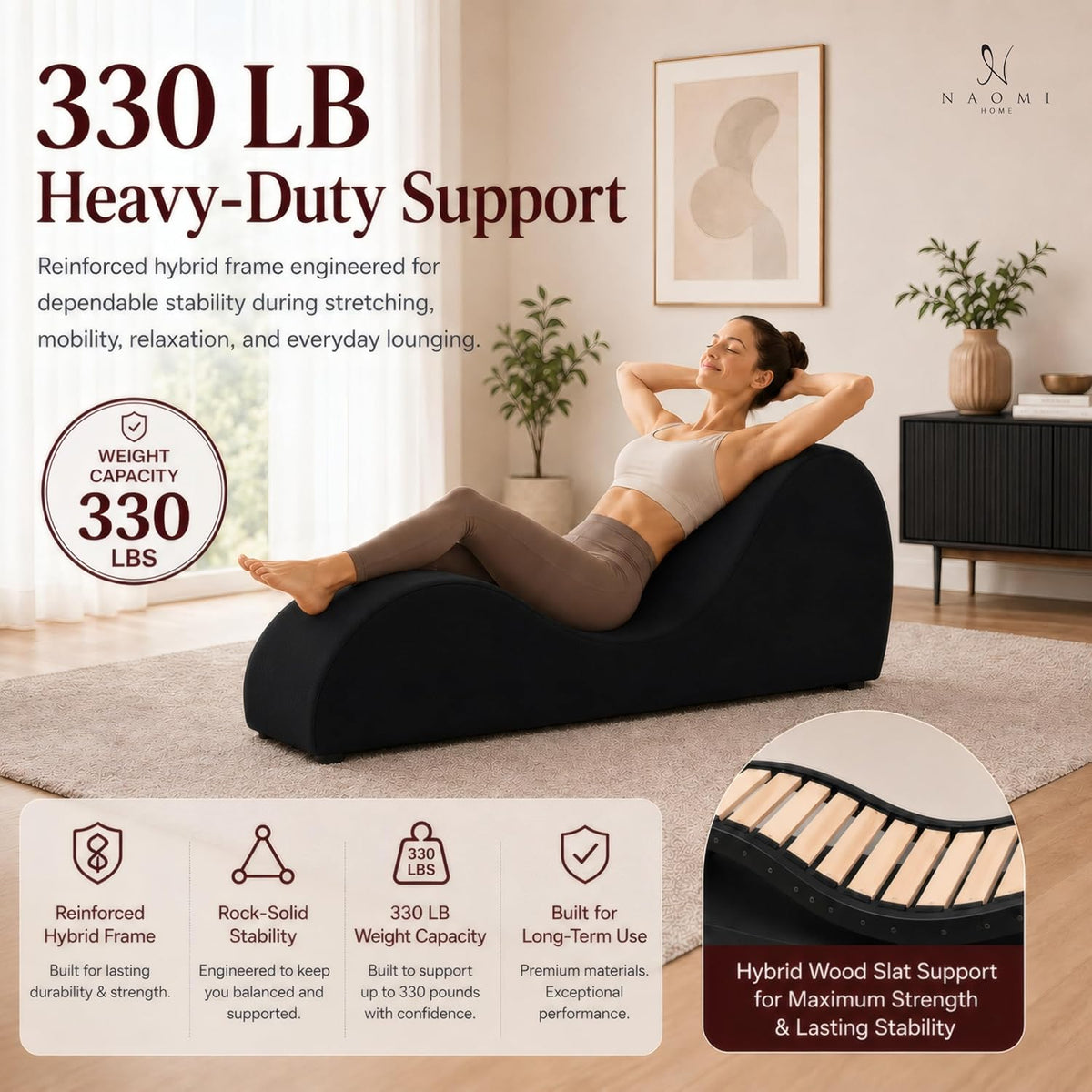 Leticia Ergonomic Yoga Chaise Lounge Chair, Red