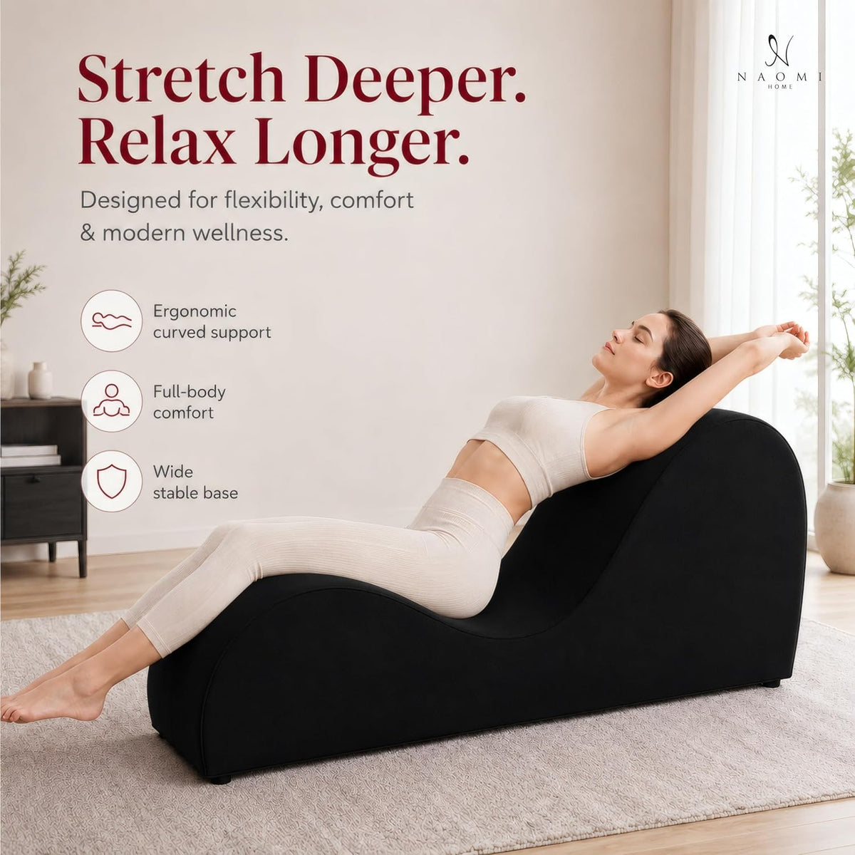 Leticia Ergonomic Yoga Chaise Lounge Chair, Red