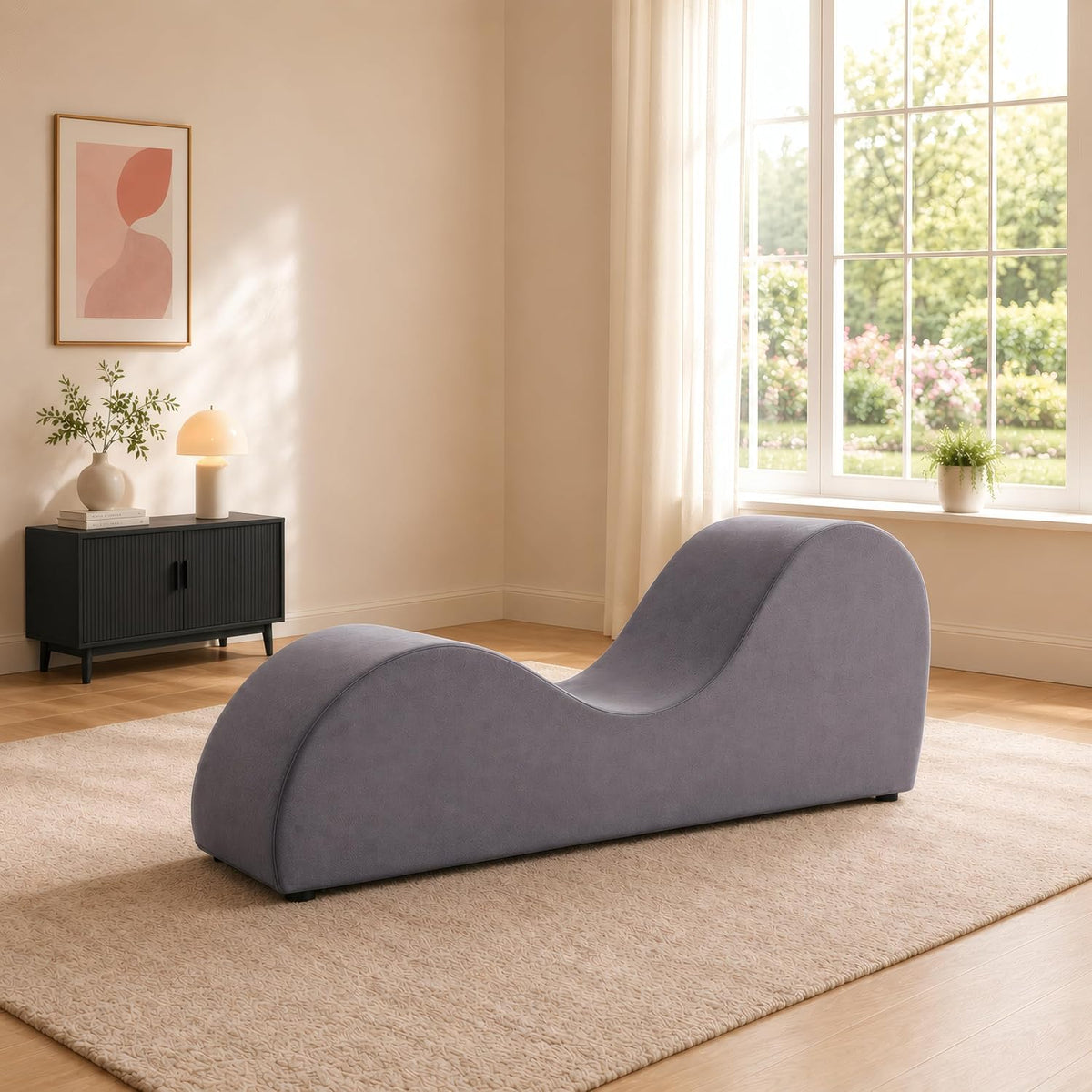 Leticia Ergonomic Yoga Chaise Lounge Chair, Red