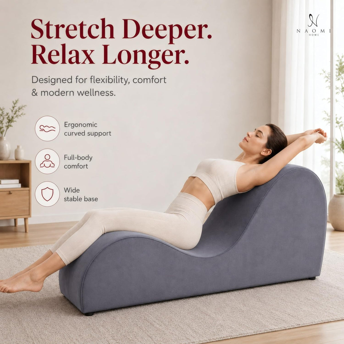 Leticia Ergonomic Yoga Chaise Lounge Chair, Red