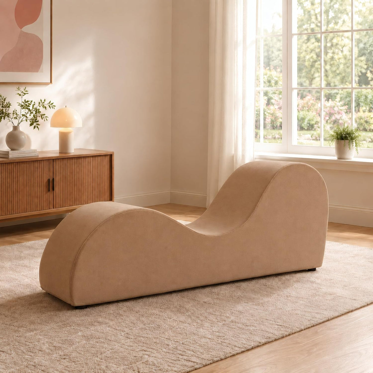 Leticia Ergonomic Yoga Chaise Lounge Chair, Red
