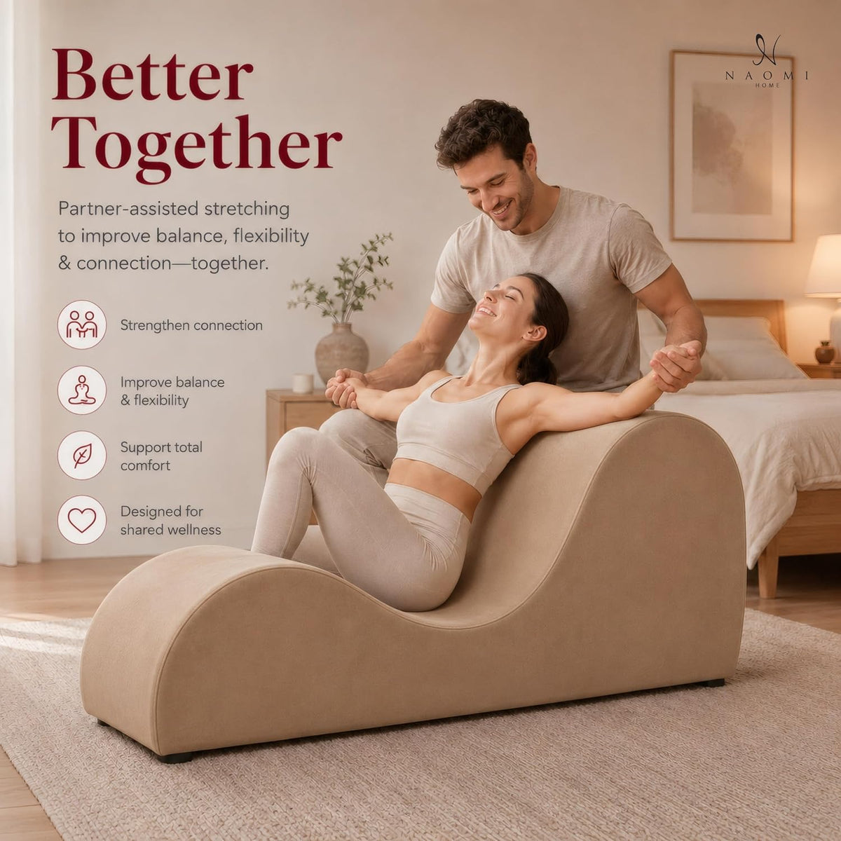 Leticia Ergonomic Yoga Chaise Lounge Chair, Red