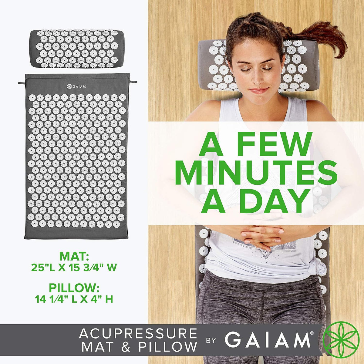 Acupressure Mat & Pillow Set, Neck, Shoulder & Back
