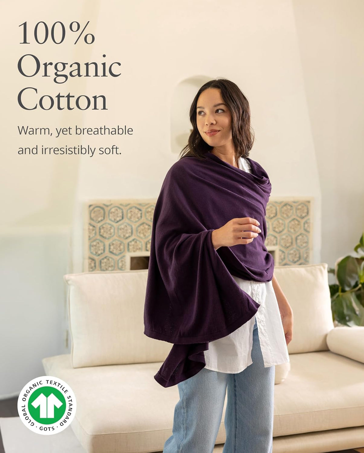 zestt Dreamsoft Travel Scarf, Wrap and Shawl for Women, Organic Cotton