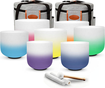 432Hz 7"-12" Gradient Color Crystal Singing Bowl Set of 7