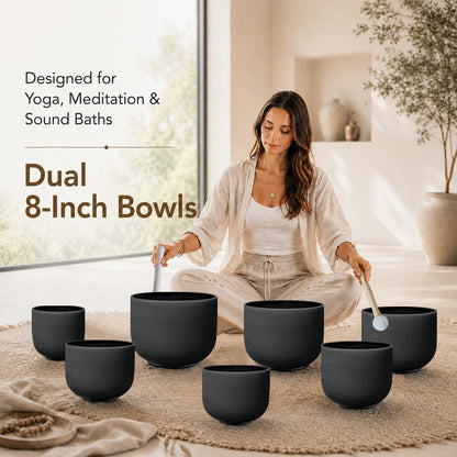 432Hz 7"-12" Gradient Color Crystal Singing Bowl Set of 7