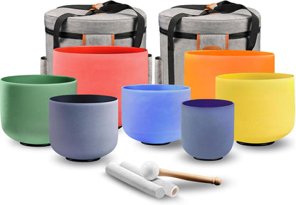 432Hz 7"-12" Gradient Color Crystal Singing Bowl Set of 7