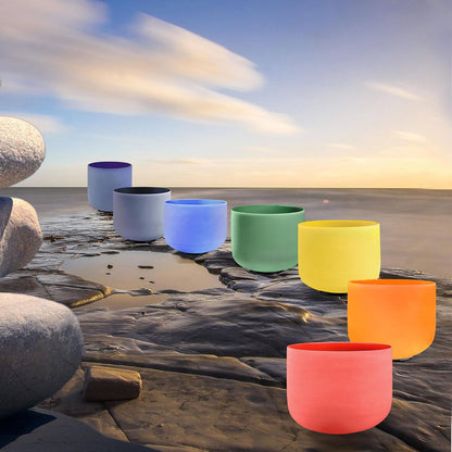 432Hz 7"-12" Gradient Color Crystal Singing Bowl Set of 7
