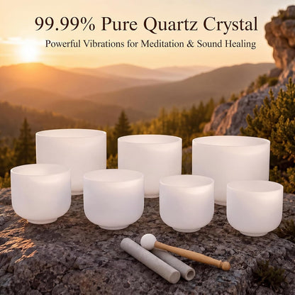 432Hz 7"-12" Gradient Color Crystal Singing Bowl Set of 7