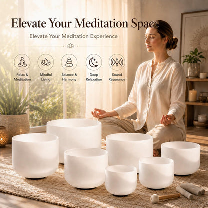 432Hz 7"-12" Gradient Color Crystal Singing Bowl Set of 7
