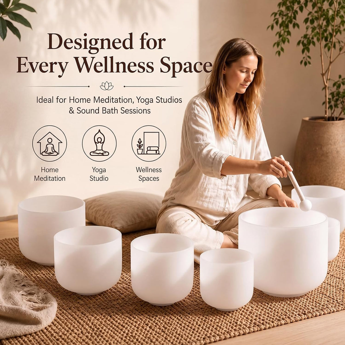 432Hz 7"-12" Gradient Color Crystal Singing Bowl Set of 7