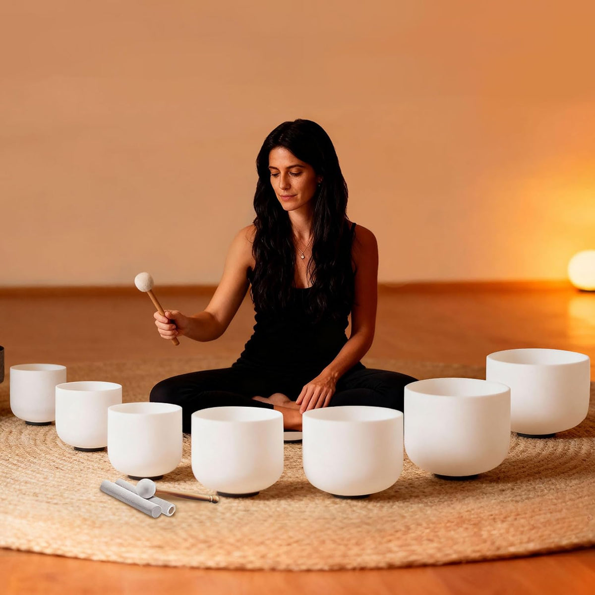 432Hz 7"-12" Gradient Color Crystal Singing Bowl Set of 7