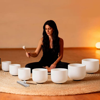 432Hz 7"-12" Gradient Color Crystal Singing Bowl Set of 7