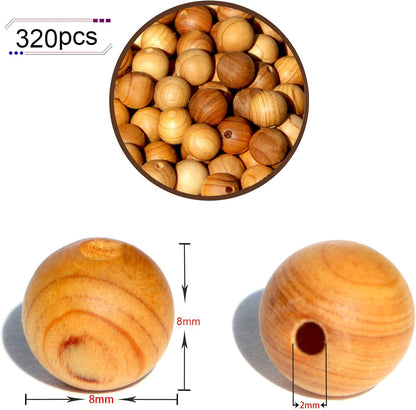 320PCS 8mm Natural Wood Beads Thuja for Making Mala Beads Bracelet Necklace Jewelry DIY Has Pine Fragrance Cedar