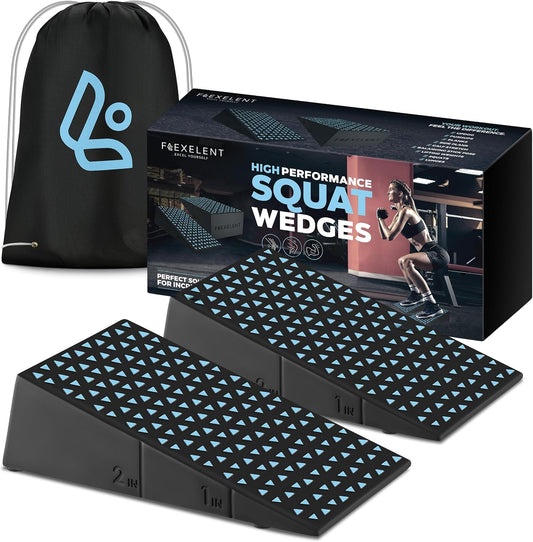 Heel Elevated Squat Wedge Block Pair, 17° Angle, Bag Included