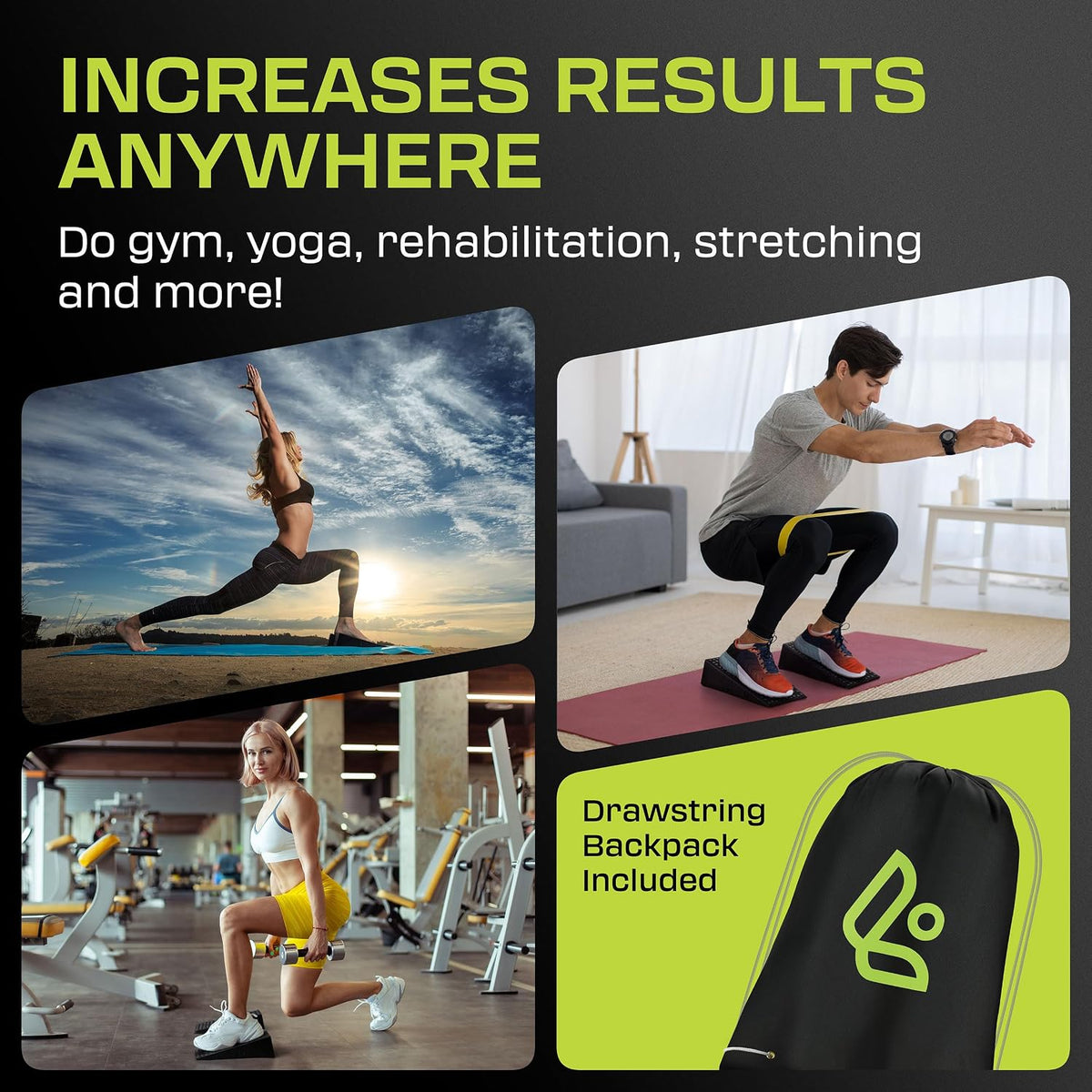 Heel Elevated Squat Wedge Block Pair, 17° Angle, Bag Included