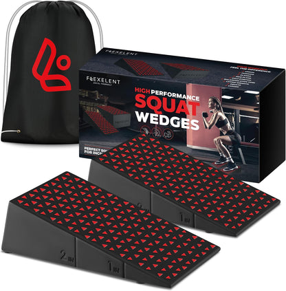 Heel Elevated Squat Wedge Block Pair, 17° Angle, Bag Included
