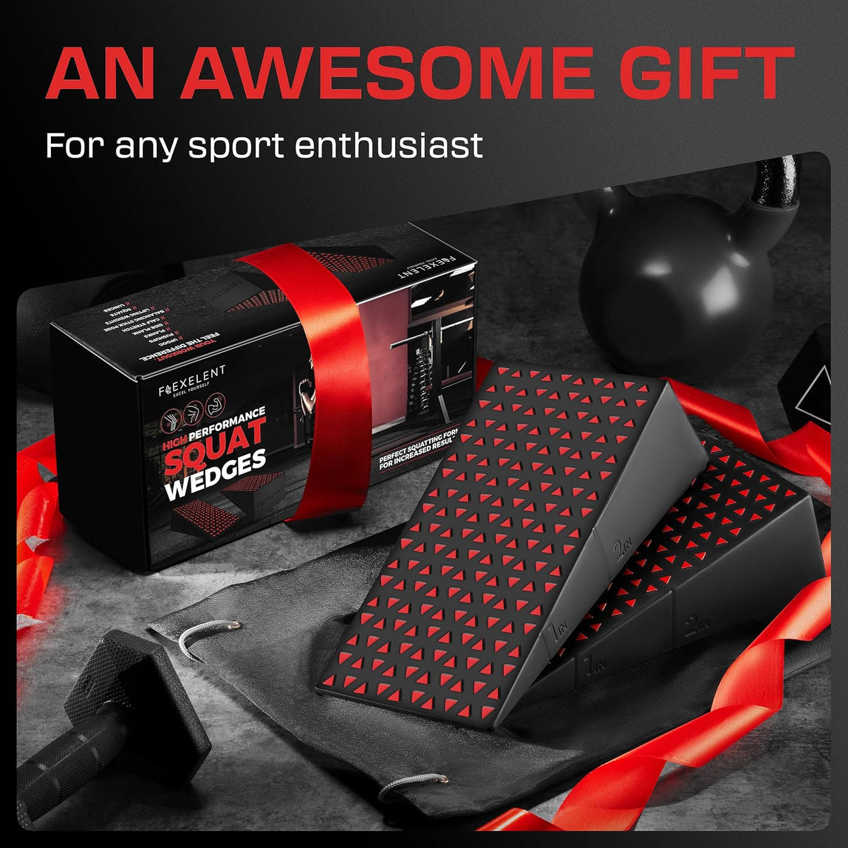 Heel Elevated Squat Wedge Block Pair, 17° Angle, Bag Included
