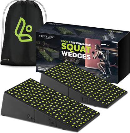 Heel Elevated Squat Wedge Block Pair, 17° Angle, Bag Included