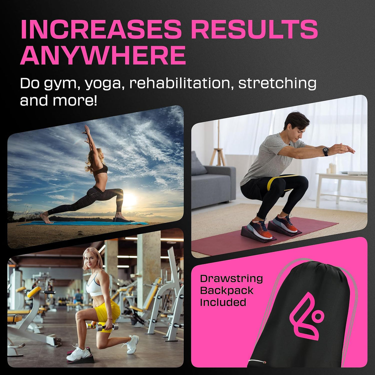Heel Elevated Squat Wedge Block Pair, 17° Angle, Bag Included
