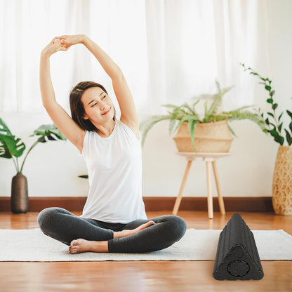 Yoga Blocks 2 in 1 Triangle Foam EPP Roller, 9x5x4 Inch Triangular Wedge Block for Neck Waist HIPS Back Legs, High Density Support for Pilates, Exercise, Massage Column, Adult Workout, Easy Cleaning