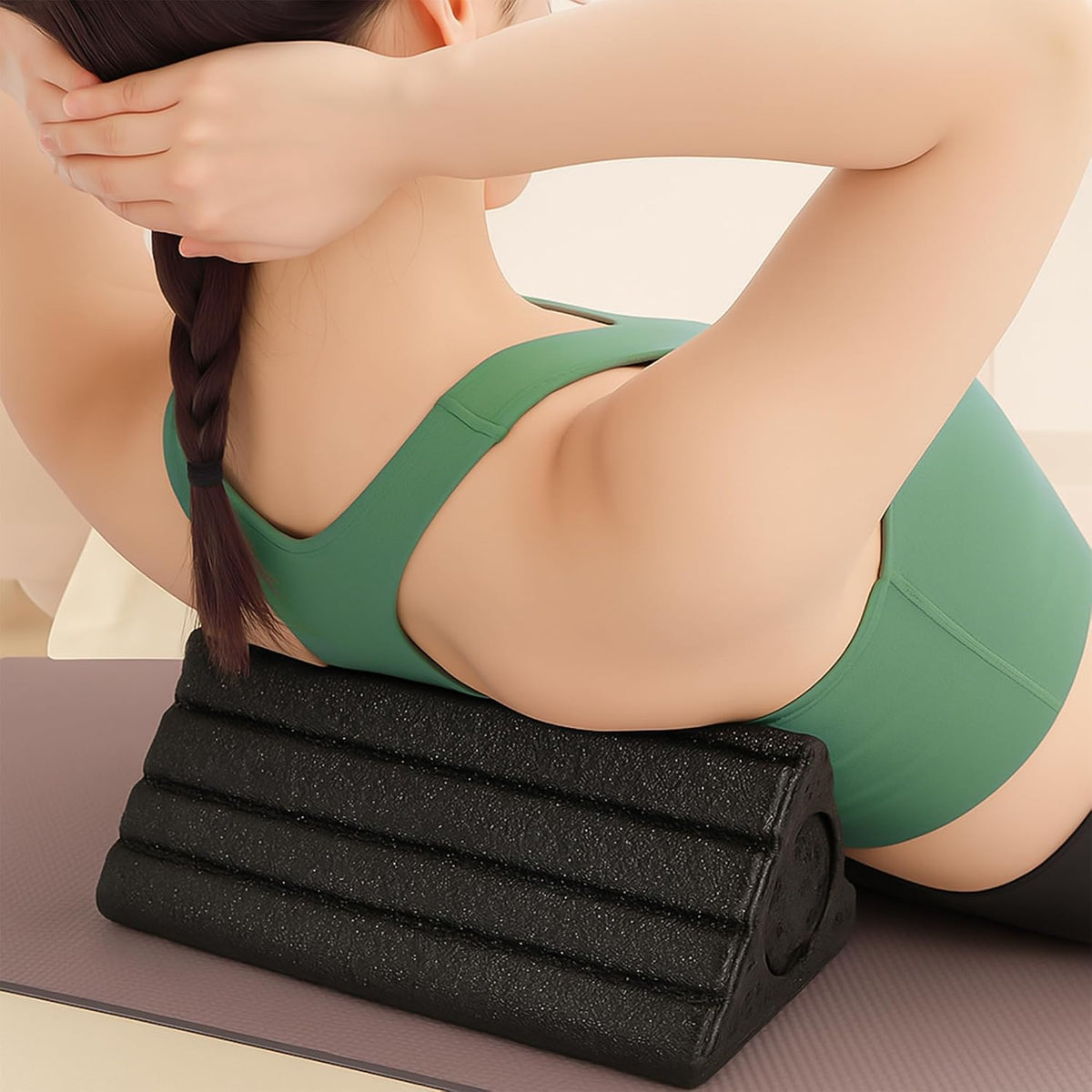 Yoga Blocks 2 in 1 Triangle Foam EPP Roller, 9x5x4 Inch Triangular Wedge Block for Neck Waist HIPS Back Legs, High Density Support for Pilates, Exercise, Massage Column, Adult Workout, Easy Cleaning