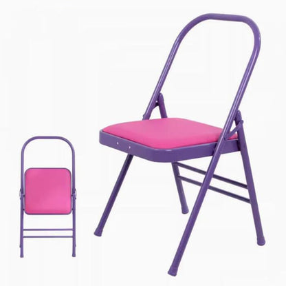 Folding Yoga Auxiliary Chair Iyengar Yoga Chair with Lumbar Back Support Yoga Practice Balance Chair for Yoga Studios Offices