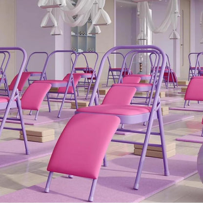Folding Yoga Auxiliary Chair Iyengar Yoga Chair with Lumbar Back Support Yoga Practice Balance Chair for Yoga Studios Offices