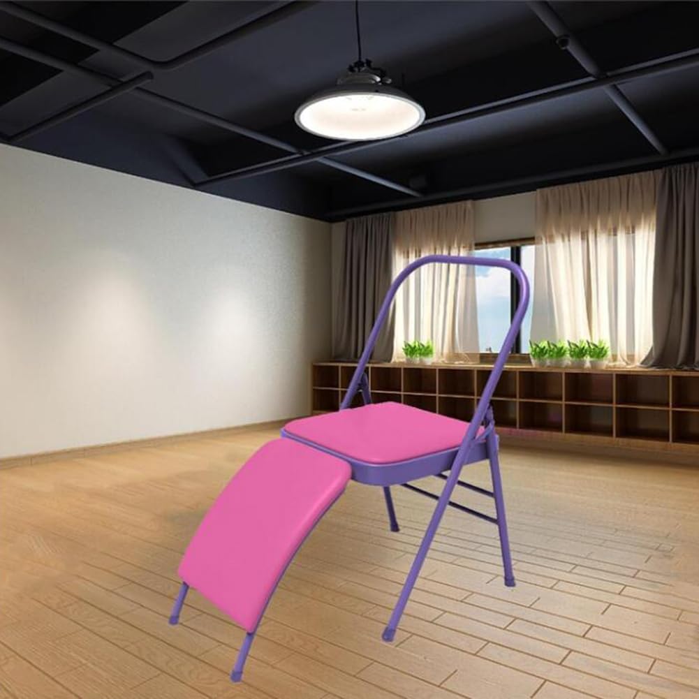 Folding Yoga Auxiliary Chair Iyengar Yoga Chair with Lumbar Back Support Yoga Practice Balance Chair for Yoga Studios Offices