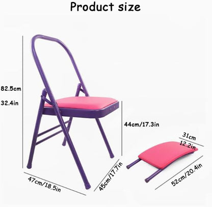 Folding Yoga Auxiliary Chair Iyengar Yoga Chair with Lumbar Back Support Yoga Practice Balance Chair for Yoga Studios Offices