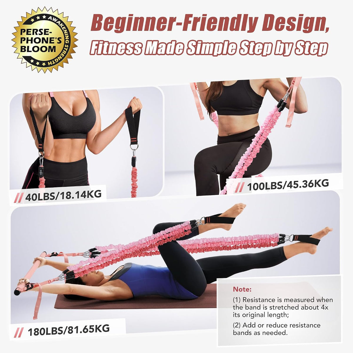 Upgraded Pilates Bar Kit with Resistance Bands Natural Latex for Women & Men, Heavy-Duty Stainless Steel Multifunctional Yoga Pilates Stick for Home Gym Exercise Fitness Equipment Full-Body Workouts