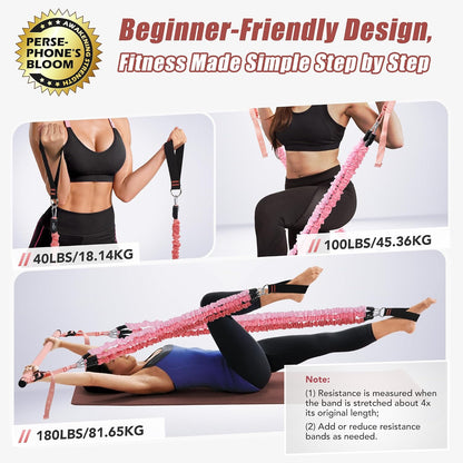 Upgraded Pilates Bar Kit with Resistance Bands Natural Latex for Women & Men, Heavy-Duty Stainless Steel Multifunctional Yoga Pilates Stick for Home Gym Exercise Fitness Equipment Full-Body Workouts