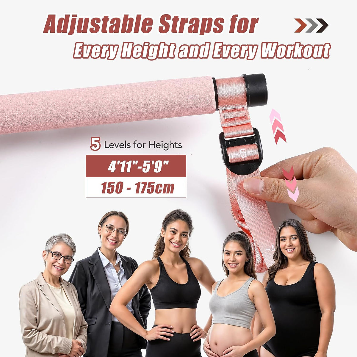 Upgraded Pilates Bar Kit with Resistance Bands Natural Latex for Women & Men, Heavy-Duty Stainless Steel Multifunctional Yoga Pilates Stick for Home Gym Exercise Fitness Equipment Full-Body Workouts