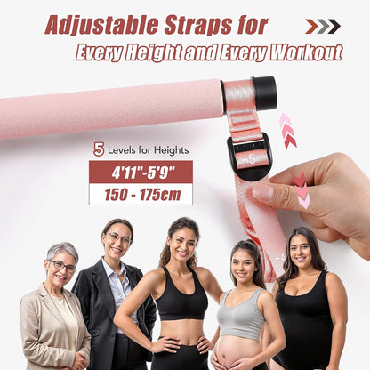 Upgraded Pilates Bar Kit with Resistance Bands Natural Latex for Women & Men, Heavy-Duty Stainless Steel Multifunctional Yoga Pilates Stick for Home Gym Exercise Fitness Equipment Full-Body Workouts