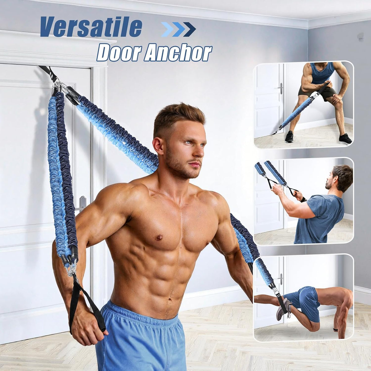 Upgraded Pilates Bar Kit with Resistance Bands Natural Latex for Women & Men, Heavy-Duty Stainless Steel Multifunctional Yoga Pilates Stick for Home Gym Exercise Fitness Equipment Full-Body Workouts