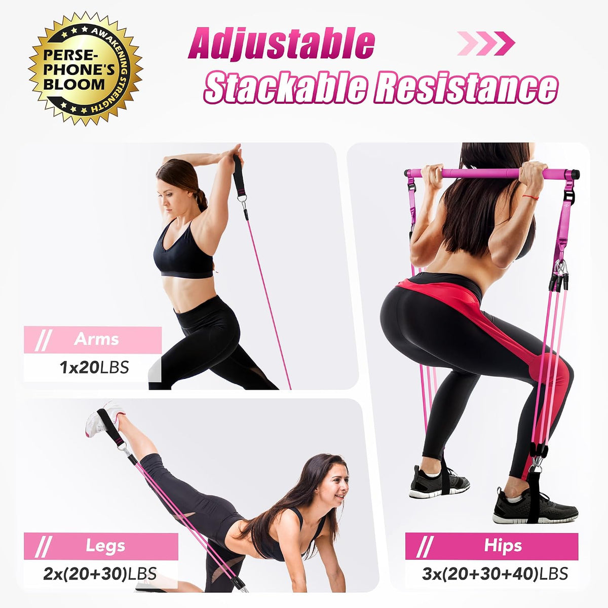 Upgraded Pilates Bar Kit with Resistance Bands Natural Latex for Women & Men, Heavy-Duty Stainless Steel Multifunctional Yoga Pilates Stick for Home Gym Exercise Fitness Equipment Full-Body Workouts