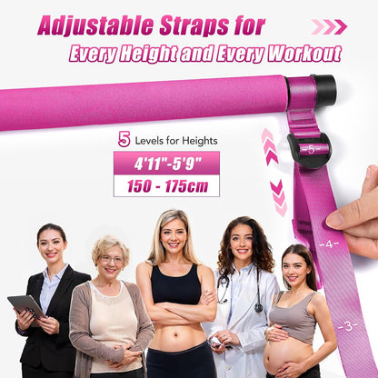 Upgraded Pilates Bar Kit with Resistance Bands Natural Latex for Women & Men, Heavy-Duty Stainless Steel Multifunctional Yoga Pilates Stick for Home Gym Exercise Fitness Equipment Full-Body Workouts